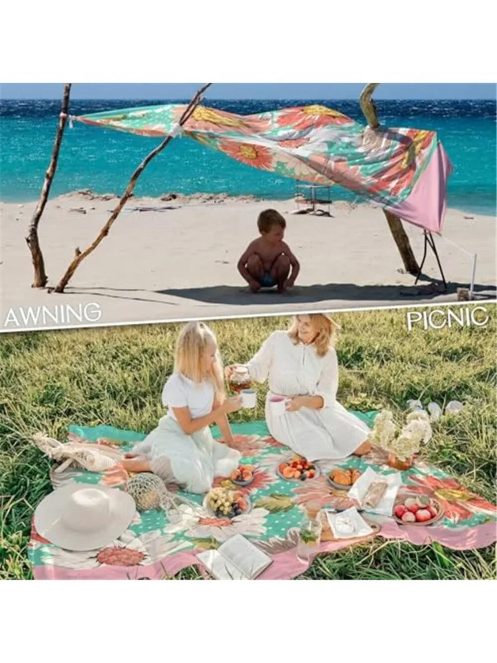 Beach Blanket Waterproof Sandproof,78''X81''/78''X110'' Large Sand Free
